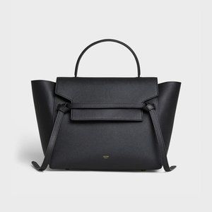 Celine Mini Belt Handbag In Grained Calfskin Black
